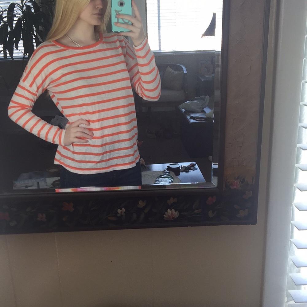 Orange and white striped shirt